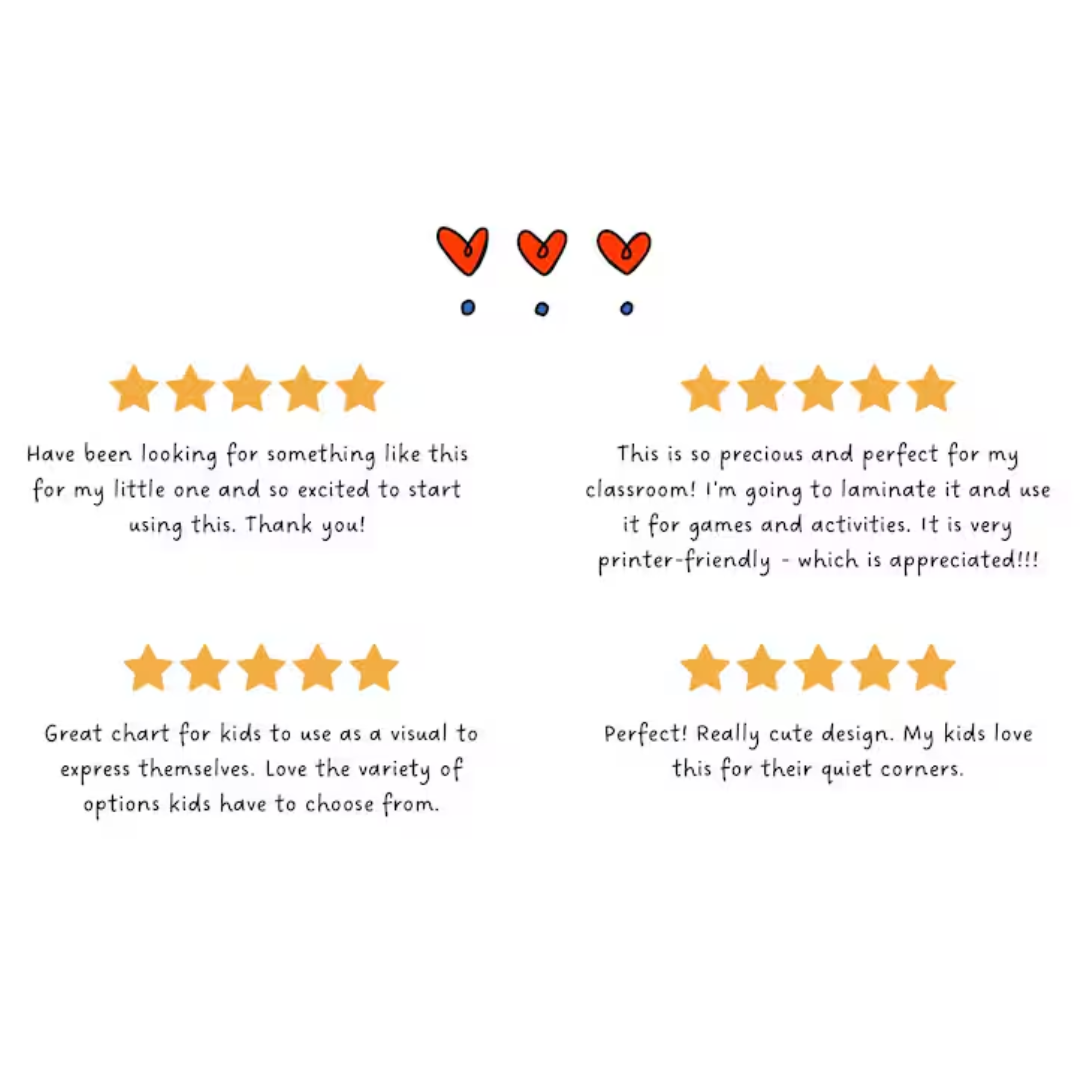 Feelings and Needs Chart for Kids, Editable Emotions Board, Preschool Social Emotional Learning, US Letter Printable & Bonus Worksheets