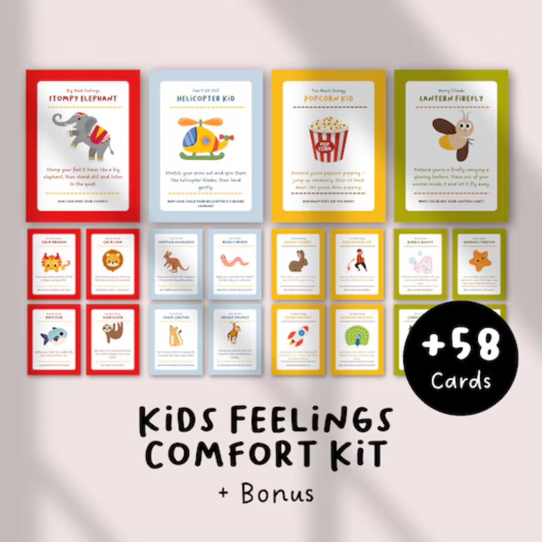 Emotional Regulation Cards for Kids, Feelings Comfort Kit, Calm Down Activities, Therapy Coping Cards for Children