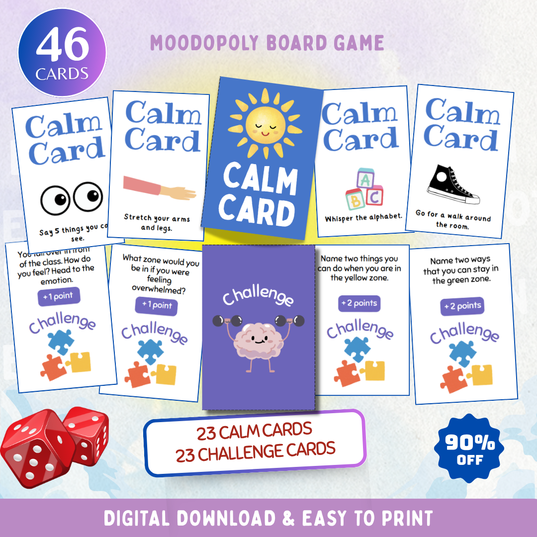 Moodopoly, Zones of Regulation Board Game, Instant Download & Print, Emotional Tools for Kids