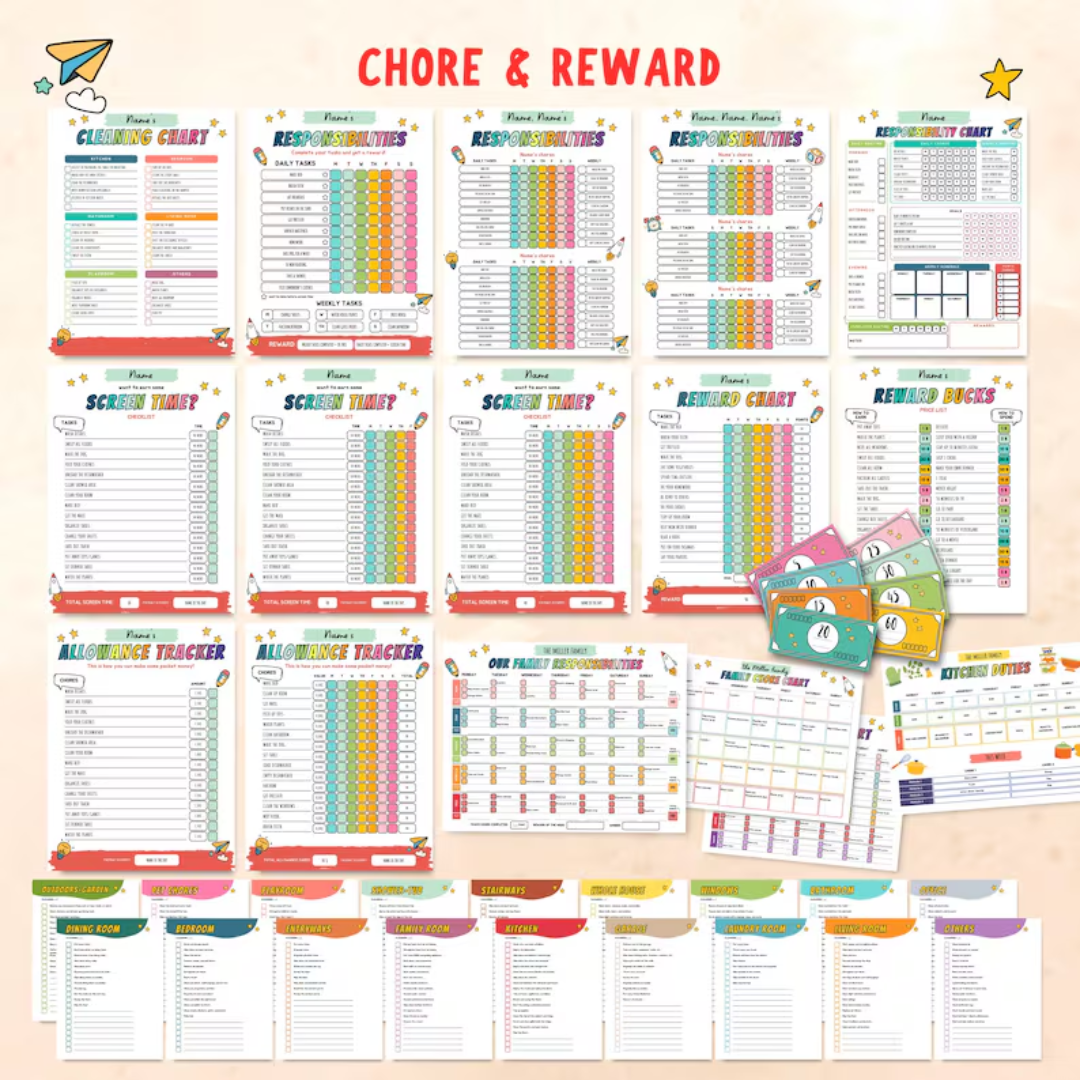 Kids Executive Function Success Pack, Chore Chart, Daily Routine, Behavior Tracker, Time Management, Coping Strategies