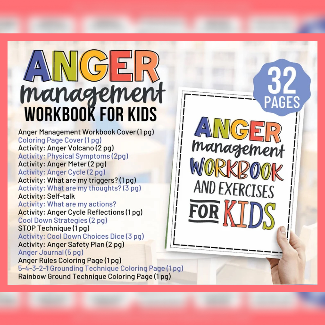 Anger Management for Kids Workbook Worksheets Calming Strategies Emotional Self regulation Coping Skills SEL Counseling Activities Therapist