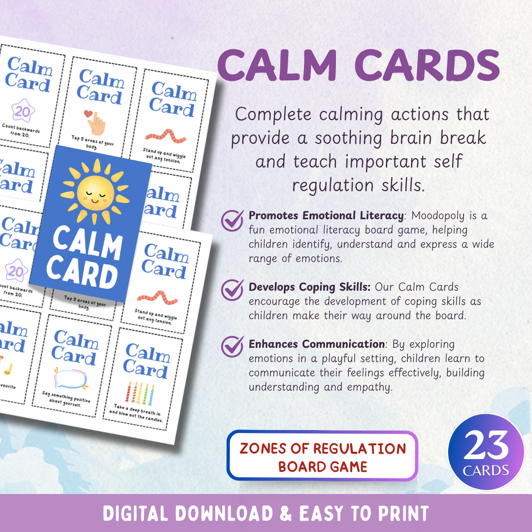 Moodopoly, Zones of Regulation Board Game, Instant Download & Print, Emotional Tools for Kids