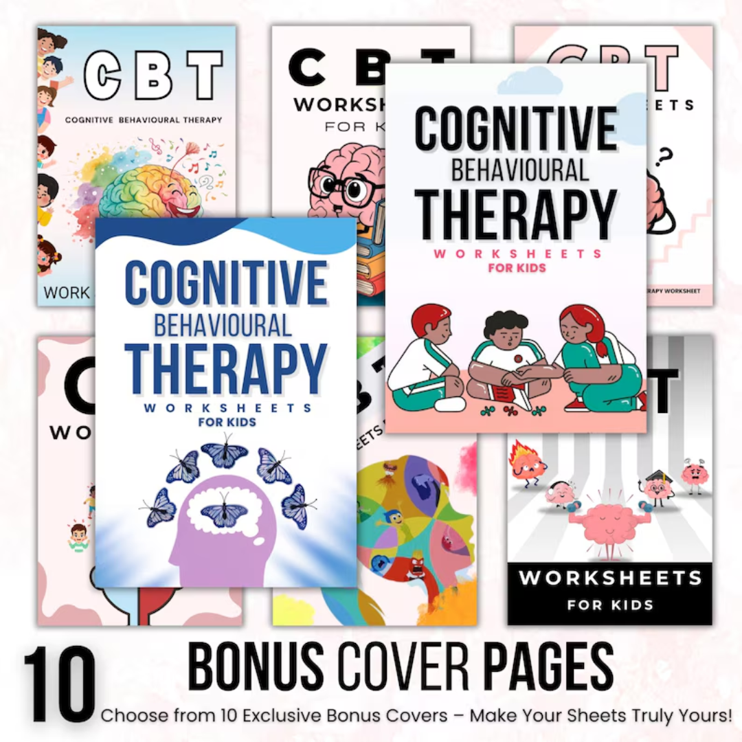 Kids CBT Worksheets, Cognitive Behavioral Therapy Activities for Children, Printable Mental Health Counseling Tools, Emotional Regulation