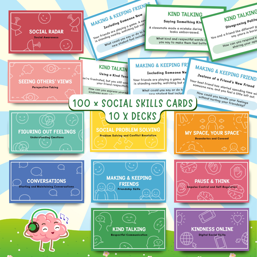 Social Skills Scenario Cards, 100 Social Emotional Learning Prompts, Autism Problem Solving, Conflict Resolution, ADHD Self-Regulation 0045