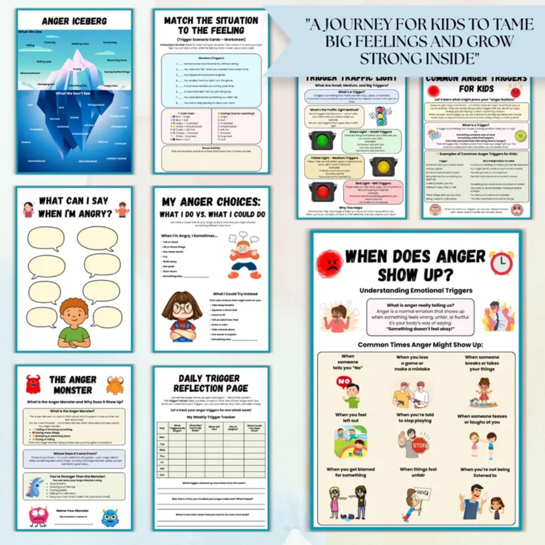 Anger Management Worksheets For Kids, Kids Anger Help, Anger Guide, Taming My Anger Monster, Anger Control Activities, Kids Anger Support