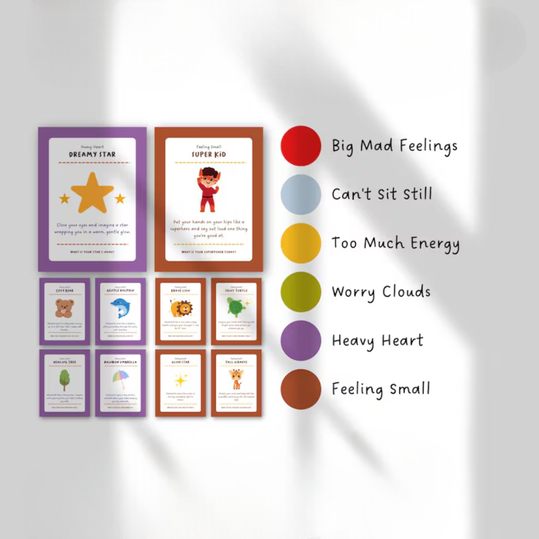 Emotional Regulation Cards for Kids, Feelings Comfort Kit, Calm Down Activities, Therapy Coping Cards for Children