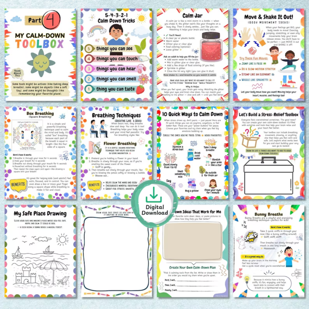 Feeling Toolkit for Kids, Help Kids Stay Calm with Fun Calming & Coping Activities, DBT Cards, Calm Down Strategies