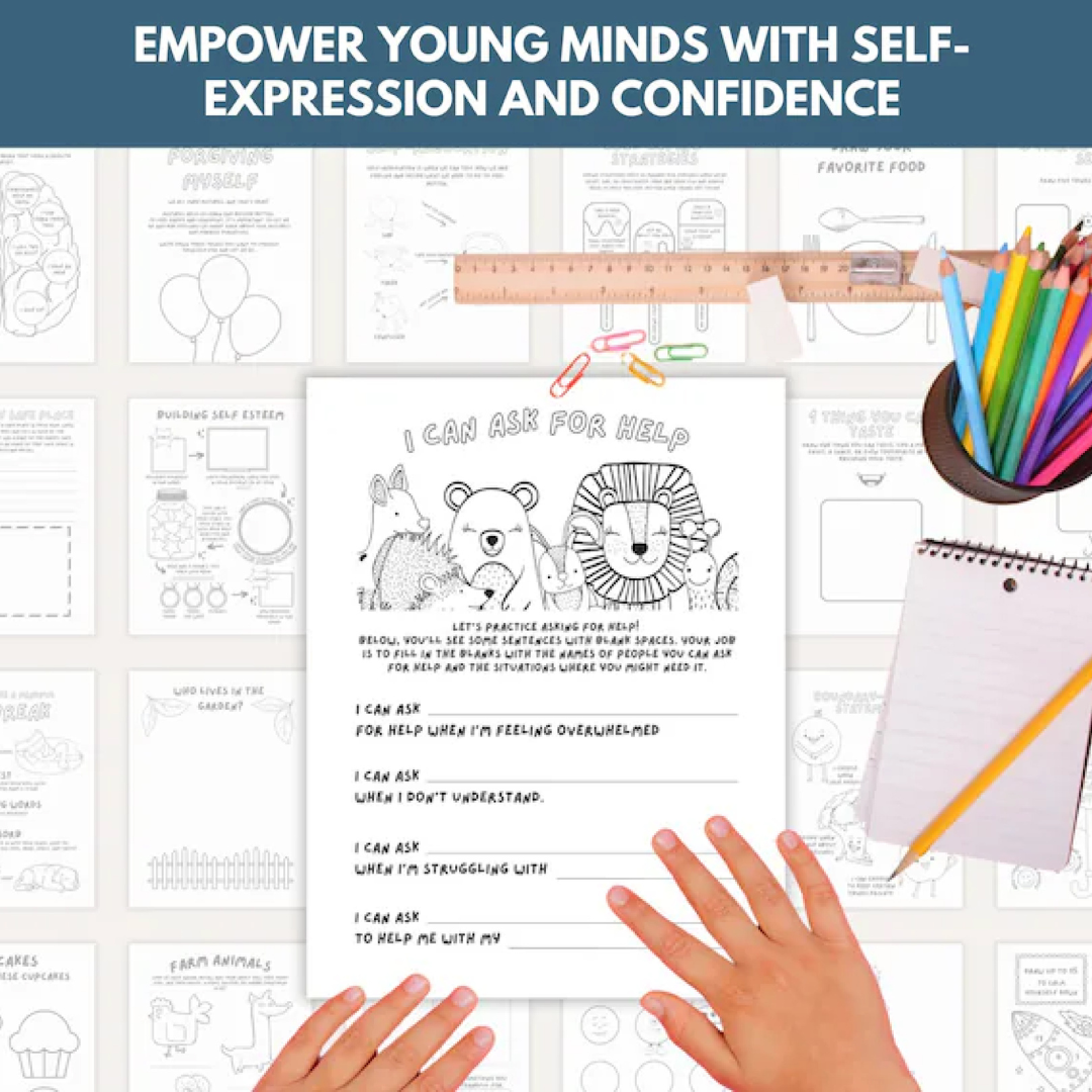 Art Therapy Worksheets for Kids: Feelings, SEL, DBT (PDF)