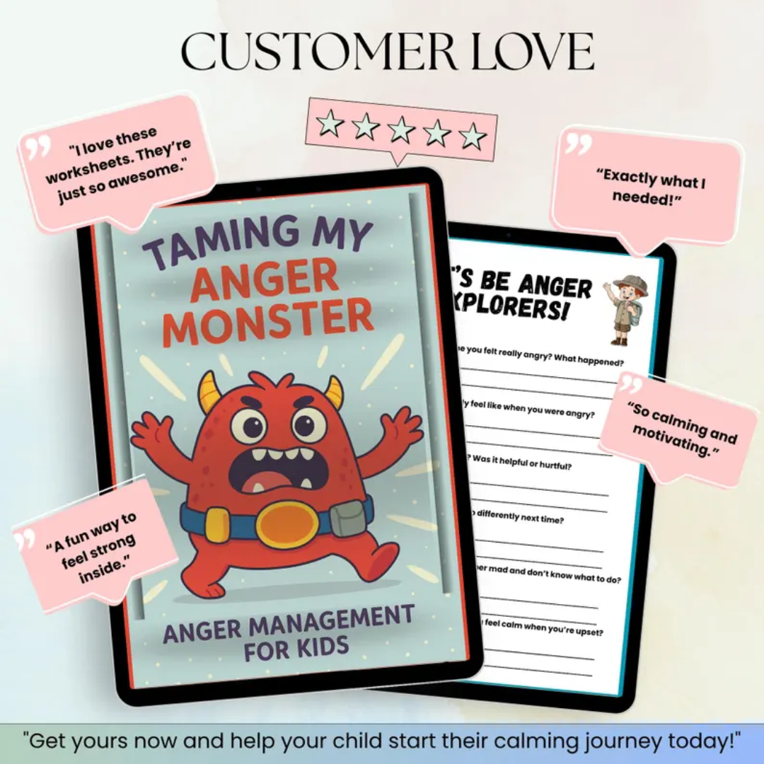 Anger Management Worksheets For Kids, Kids Anger Help, Anger Guide, Taming My Anger Monster, Anger Control Activities, Kids Anger Support