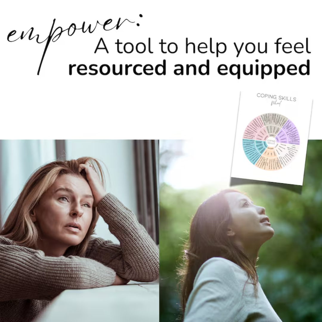 Coping Skills Wheel: Coping Strategies Printable Poster and Tool for Anxiety, Anger, Sadness (Digital Download)