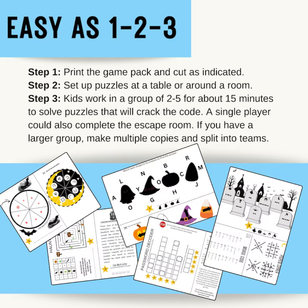 Halloween Escape Room for Kids Class Party Game - DIY Halloween Group Activity Puzzle Mystery - Quick Escape Haunted House for Age 8-13 PDF