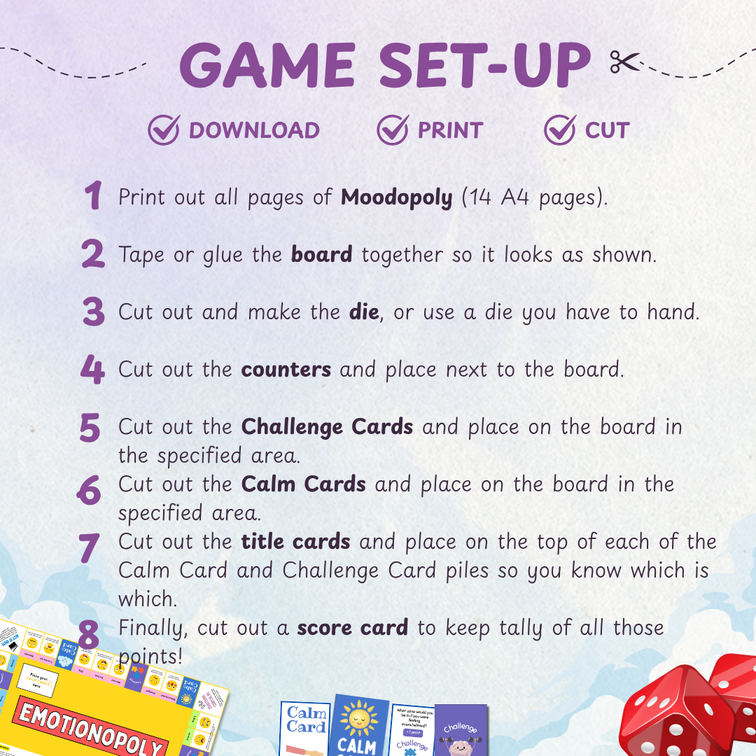 Moodopoly, Zones of Regulation Board Game, Instant Download & Print, Emotional Tools for Kids