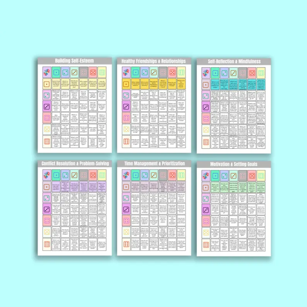 Teen Therapy Dice Game: Anxiety, Anger, Self-Esteem Table Talk (Printable)