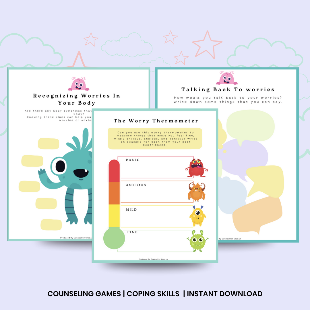 Worry Monsters Workbook, School Counseling Resources & Activities, Coping Skills, Stress & Anxiety Relief