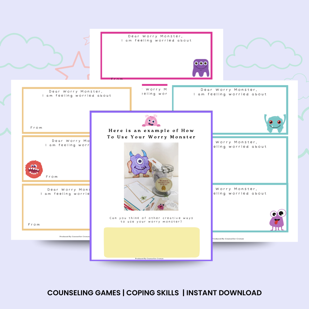 Worry Monsters Workbook, School Counseling Resources & Activities, Coping Skills, Stress & Anxiety Relief