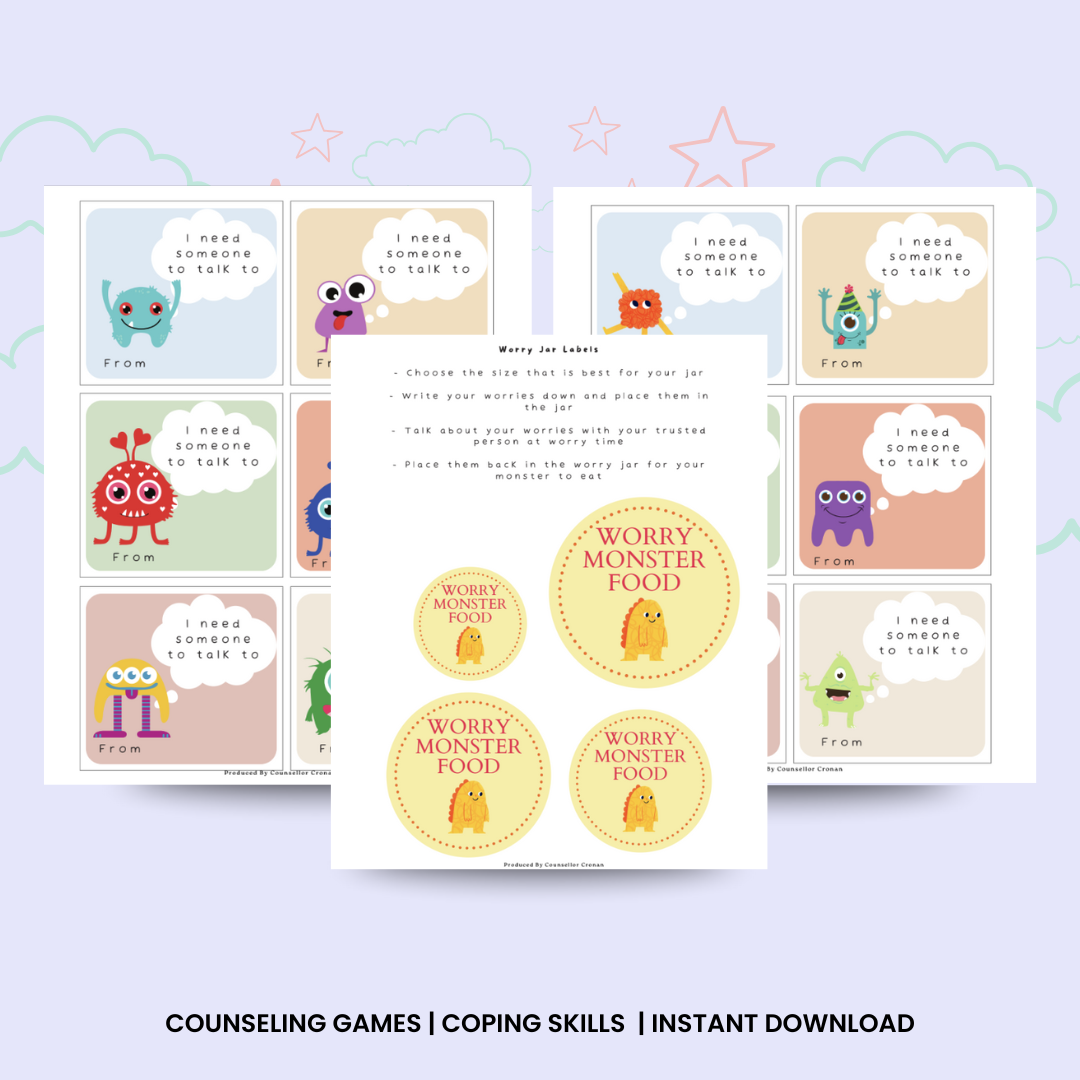 Worry Monsters Workbook, School Counseling Resources & Activities, Coping Skills, Stress & Anxiety Relief