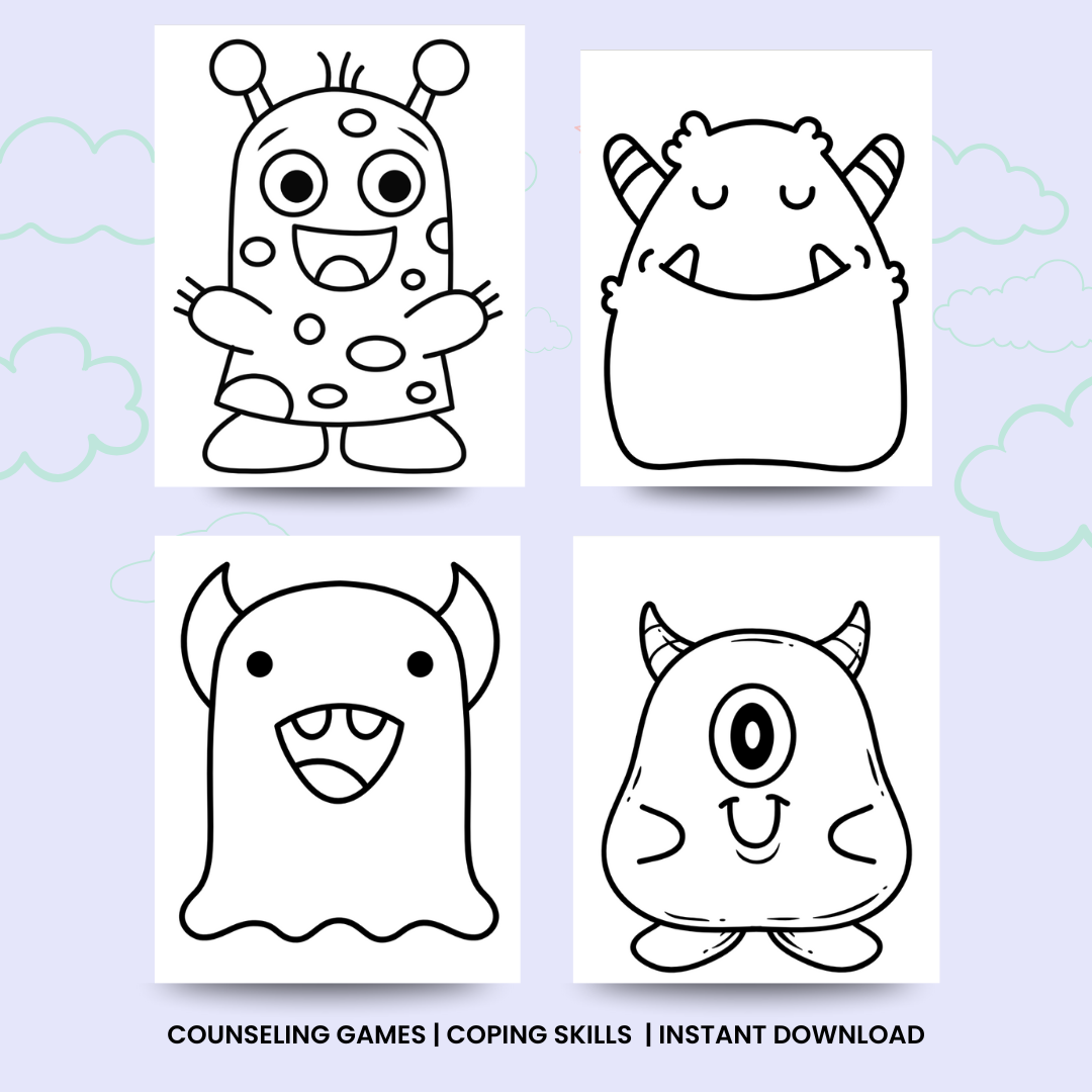 Worry Monsters Workbook, School Counseling Resources & Activities, Coping Skills, Stress & Anxiety Relief