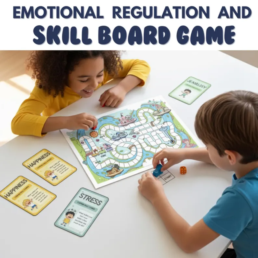 Emotional Regulation & Coping Skills Board Game, School Counselor Game, Social Emotional Learning, Mindfulness Game For Kids, 15+ Cards