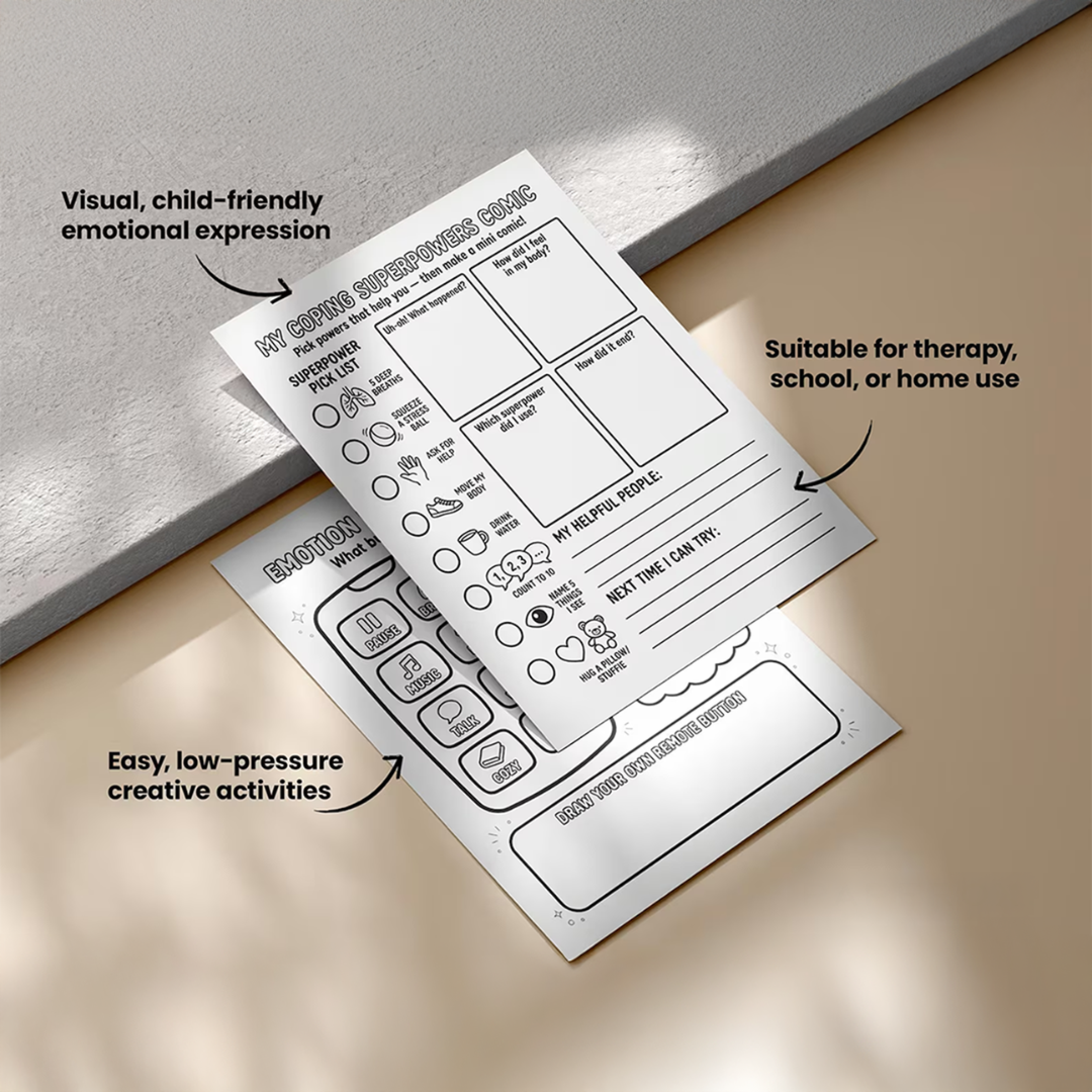 Art Therapy for Kids, Worksheets for Emotional Regulation, SEL Activities, Coping Skills, Stress Relief