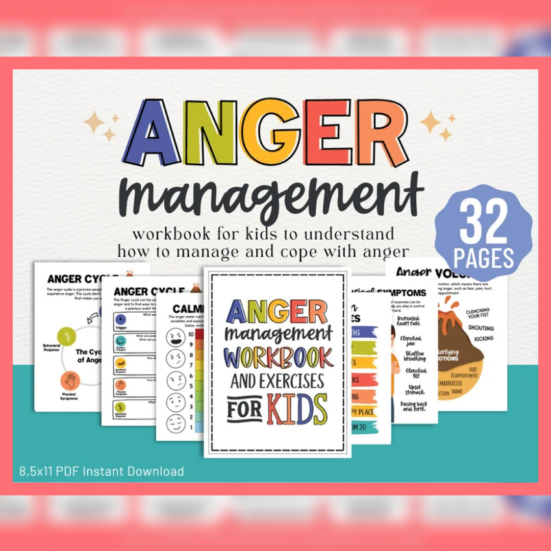 Anger Management for Kids Workbook Worksheets Calming Strategies Emotional Self regulation Coping Skills SEL Counseling Activities Therapist