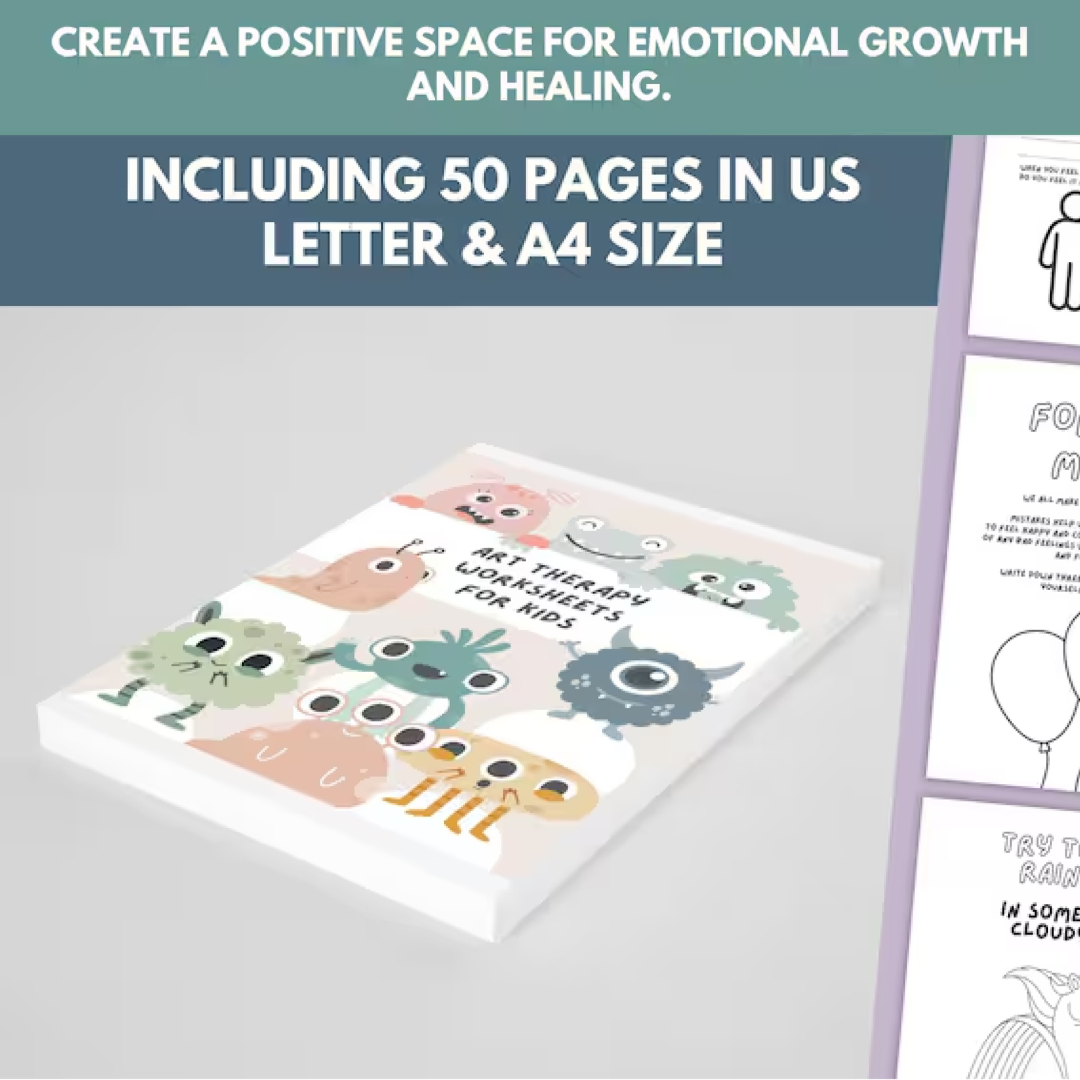 Art Therapy Worksheets for Kids: Feelings, SEL, DBT (PDF)
