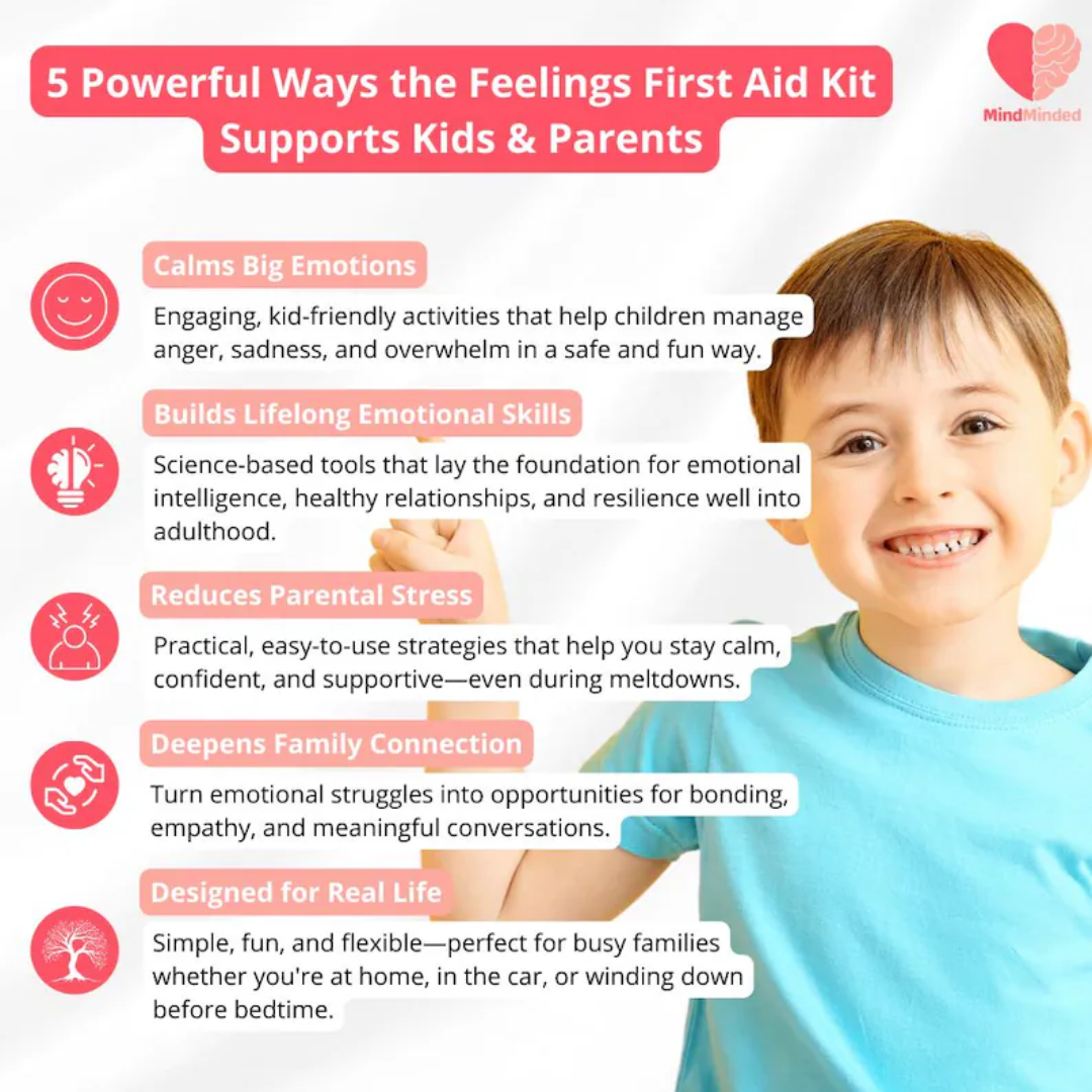 The Feelings First Aid Kit, Kids Feelings Cards, Emotional Regulation Tool for Children, Calm Down Activities, Therapy Cards