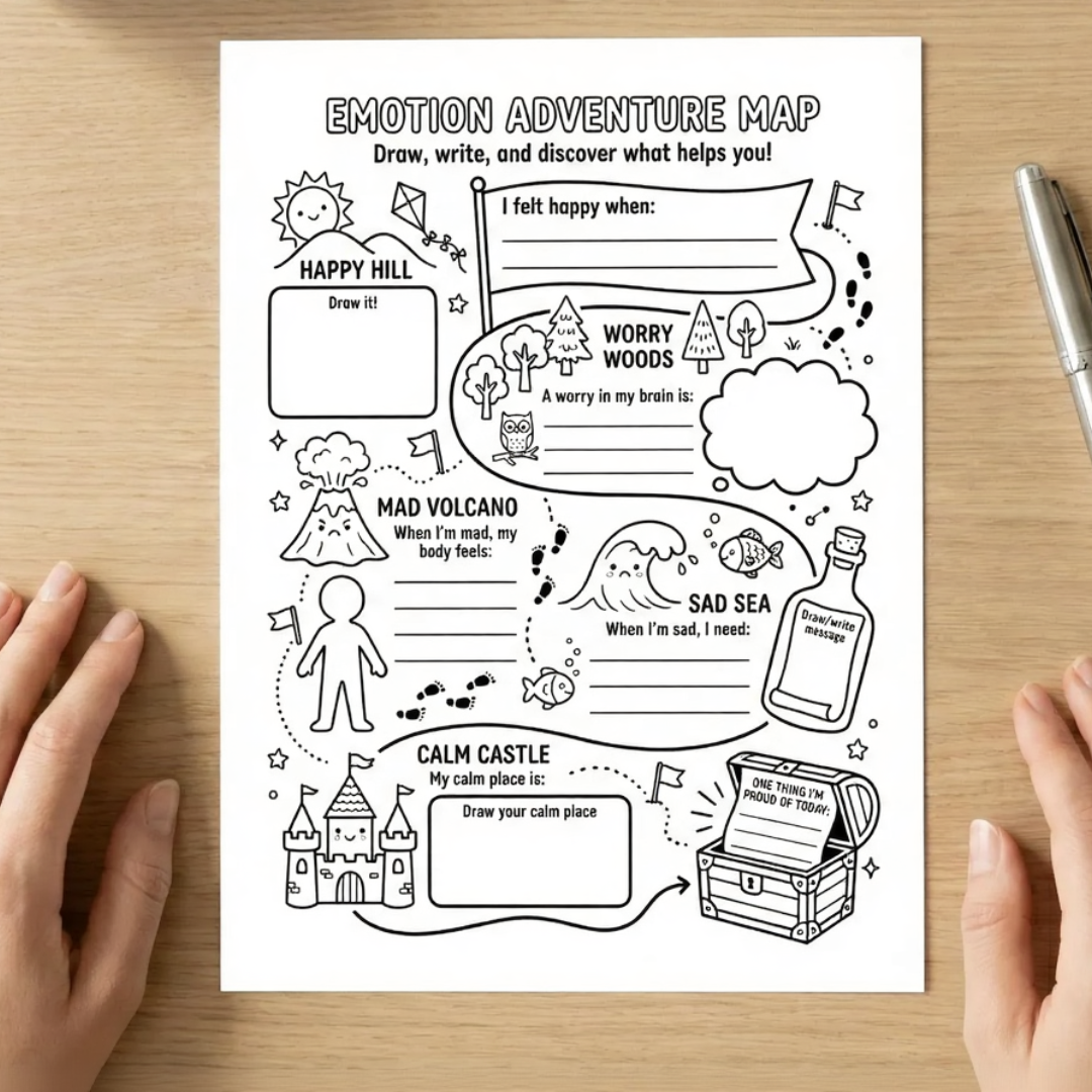 Art Therapy for Kids, Worksheets for Emotional Regulation, SEL Activities, Coping Skills, Stress Relief