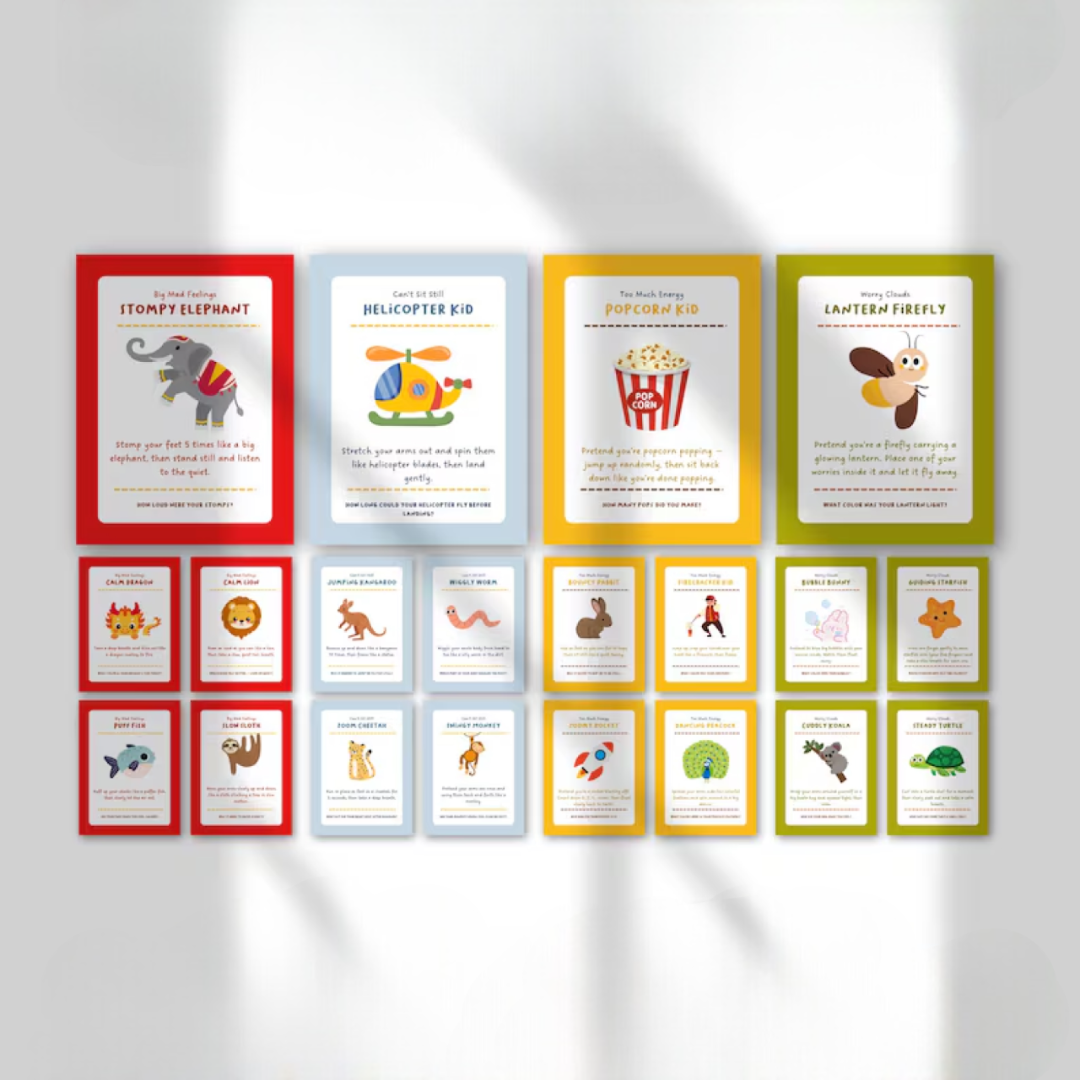 Emotional Regulation Cards for Kids, Feelings Comfort Kit, Calm Down Activities, Therapy Coping Cards for Children