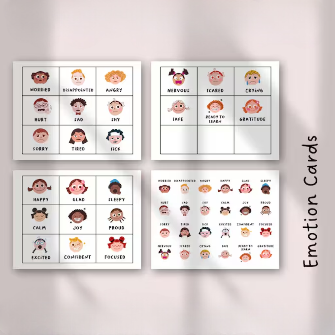 Feelings and Needs Chart for Kids, Editable Emotions Board, Preschool Social Emotional Learning, US Letter Printable & Bonus Worksheets