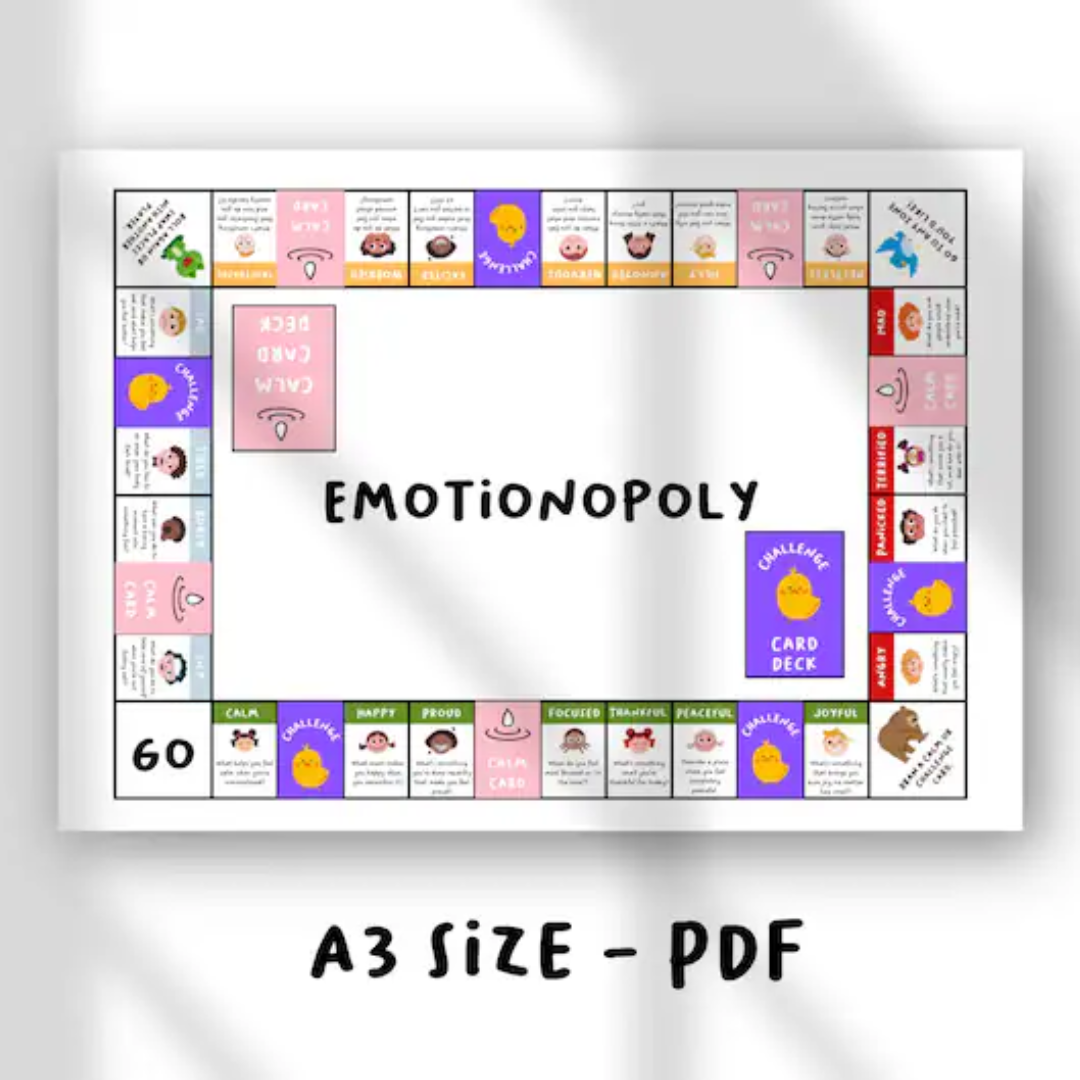 Emotionopoly SEL Game | Feelings Board Game for Kids  | Emotions Activity for Counseling, SEL, Homeschool | Emotional Intelligence Game