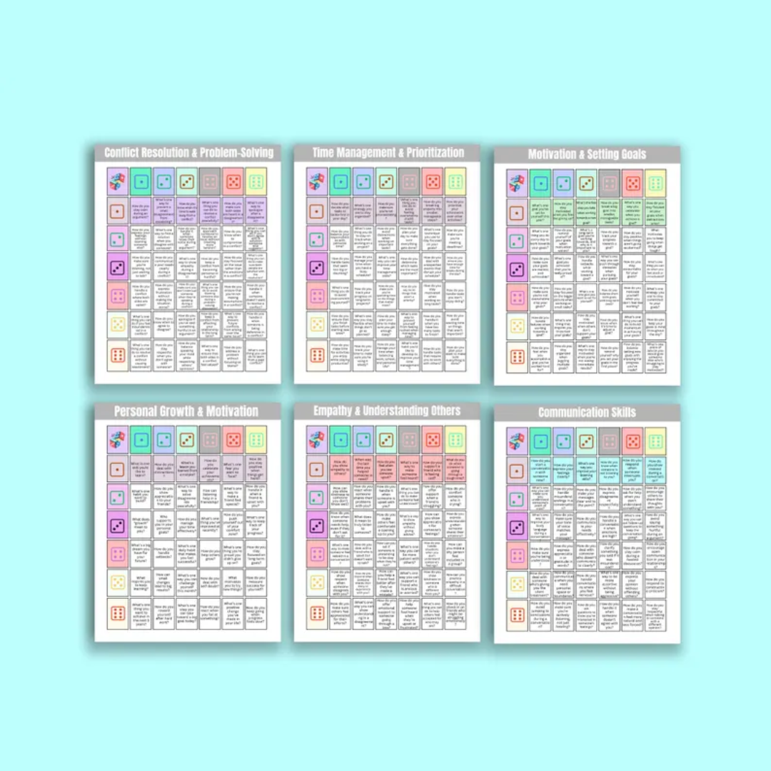 Teen Therapy Dice Game: Anxiety, Anger, Self-Esteem Table Talk (Printable)