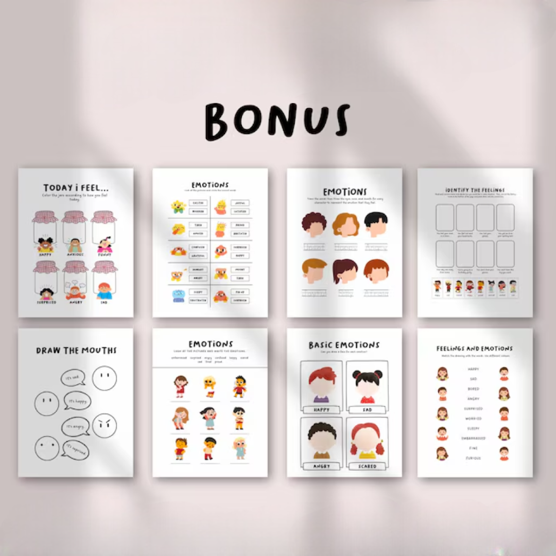 Feelings and Needs Chart for Kids, Editable Emotions Board, Preschool Social Emotional Learning, US Letter Printable & Bonus Worksheets