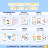 Life Skills Bundle for Kids & Teens, Calming Techniques, Anger Management, Growth Mindset, Assertive Communication, Sleep Hygiene, Daily Routine